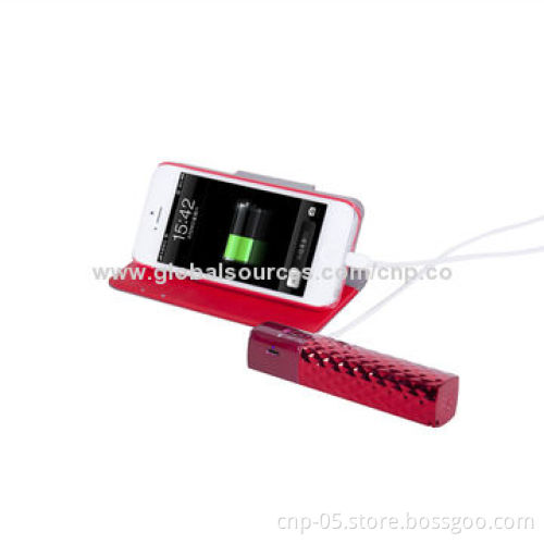 Lipstick-shaped Power Bank for iPhone, Easy to Carry, Shining or Smooth Surface Available, 2,200mAh